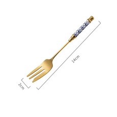 골든 케이크 포크 디저트 과일 세라믹 긴 손잡이 파티 달팽이 탭 페이스트리에 사용, 1개, 2. J
