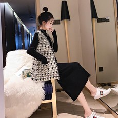 임부복 주수 임신주수원피스 빅사이즈 작은 향 바람 조끼 재킷 서양 정장 임산부 초가을