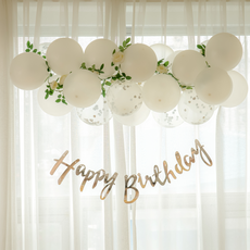 파티레시피 생일풍선 생일파티 용품 세트 풍선 24개 장미가랜드 고리마운트 3개 스트랩 제작설명서, 펄 화이트, 1세트 펄 화이트, 1세트