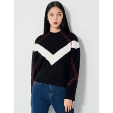 에잇세컨즈 네이비 브이 패턴 니트 (110X51BY1R)