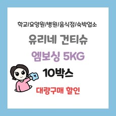 [대량주문할인] 유리네건티슈 엠보싱 5kg 요양원 병원 피부과 카페 어린이집 학교티슈, 엠보싱 5kg 10박스, 10개