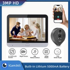 ICam365 무선 야외 스마트 홈 비디오 문짝 카메라 130 ° 광각 양방향 오디오 디지털 구멍 가정용 3MP, 2) 3MP 32G