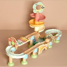 두돌 아기 선물 청각자극 구슬굴리기 멜로디 회전트랙 원목타워 놀이활동 관찰, 1개