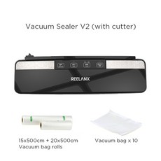 REELANX 진공 실러 V2 125W 내장 커터 자동 식품 포장 기계 10 무료 가방 부엌을위한 최고의 진공 포장기, 02 Bundle 3_01 CHINA_01 EU Plug 220V