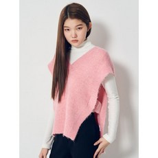 에잇세컨즈 핑크 사이드 포인트 브이넥 니트 베스트 (110Y51AY1X)