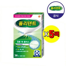 폴리덴트 5분 퀵 의치 36정x5박스, 36개입, 5개