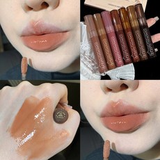 블랙 티 브라운 립 글로스 미러 투명 유리 글레이즈 라바 초콜릿 리퀴드 립스틱 논스틱 메이크업 틴트 화장, [02] 02, 1개, 02