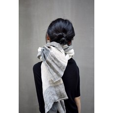면스카프 Little Ji Fall2020라이트그레이 화이트 빅체크 색