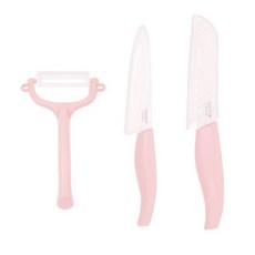 글라스락 베이비 이유식 세라믹 칼 3종 세트, 세라믹칼25cm+세라믹칼21.5cm+필러, 1세트, 핑크