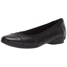 Clarks 여성용 사라 발레 플랫 블랙 가죽