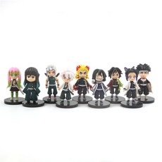 9 개/대 악마 슬레이어 애니메이션 Kimetsu No Yaiba 그림 8cm 토미오카 기우 코쵸 Shinobu Rengoku Kyoujurou 액션 피규어 완구|Action, 단일, 1개, 9 pcs