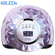 손톱 건조기 파워풀 LED 네일 램프 60LEDs 젤 매니큐어 건조 저열 모드 스마트 센서 전문 네일아트 살롱 기계, 60LEDs-Purple_UK, 1개