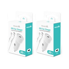 1+1 밸류엠 차량용 PD 20W PPS 초고속 분리형 충전기 C to C 1.2m 25W 케이블 2개세트