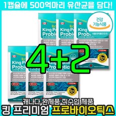 킹 프리미엄 프로바이오틱스 500mg x60캡슐 500억마리 유산균 모유 생유산균 신바이오틱스 키즈 어린이 아이 장건강 유산균 증식 및 유해균 억제에 도움 원활한 배변활동, 6박스, 60정