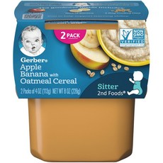 Gerber 2단계 어린이 식품 113g 2개입, 혼합 과일 위드 오트밀, 226g, 1개
