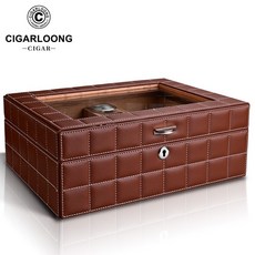 시가케이스 CIGARLOONG 시가 드래곤 시가 박스 삼나무 우드 보습 담배 담배케이스, 브라운 체크