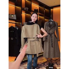 여성패션 가을 치마 카키색 트렌치코트 카리스마 스트링 코트 숏DL3