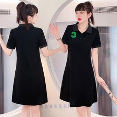 클래식한 브이넥 POLO 반팔 원피스 셔츠 원피스 정교한 스티치/퇴색 방지