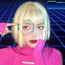 단발머리 마타하리 커트 여자 숏컷펌 스타일 단발펌 빨간 가발 쿨맥스 베이지 웨이브 헤어, 01 베이지 헤어밴드 핀