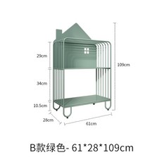 부딪힘방지 라운드형 전면책장 미니책장 2단 3단 유아책장 두돌선물 어린이도서 아이방꾸미기 그림책 랙 가정용 랙 침대 옆 책장 철 수납 랙, 녹색 이중층