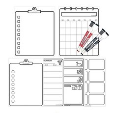 초간편 메모시트 (중형 2매+소형 4매+자석 보드마카 4개)/스케줄표/화이트보드/식단표/알림판/계획표/메모보드/투명보드, 중형 2매+소형 4매+자석 보드마카 4개 (블랙+레드)
