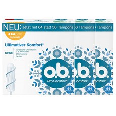 o.b. 프로 컴포트 64개입 3팩 노멀 with ProComfort Tampons, 3개, 64개