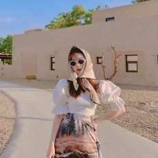 Ogfaour 스카프 빅 스카프 숄 스트라이프 빈티지 사막 사진 오목한 스타일링 중위 여행 스카프 스카프 A22083023