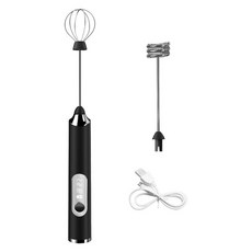 빠른 충전 전기 우유 Frother 카페 핸드 헬드 털 커피 블렌더 믹서 USB 충전식 수직 디자인 비터 거품기, [01] Black, 하얀색, 1개