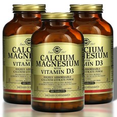  솔가 칼슘 시트레이트 마그네슘 비타민D3 고흡수 비건 무설탕 글루텐프리, 3통, 300정 