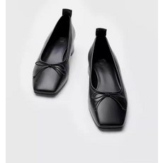 Massimo Duti 얕은 입 보우 싱글 슈즈 하이힐 로퍼 발레 슈즈