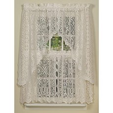 Hopewell Lace Kitchen Curtain - 36 Tier (pr) - Cream (Beige 36" Length Pair of Tiers), 본상품