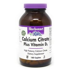 Bluebonnet 블루보넷 구연산칼슘 Calcium 비타민 VitaminD3 180정, 180개, 1개