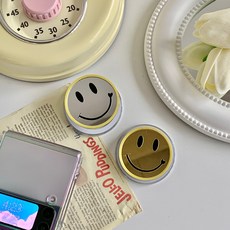 걸스코코 스마일미러톡 맥세이프 아이폰 갤럭시 거울 스마트톡 거치대 우정템 친구선물, 실버