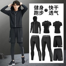 남자 트레이닝 세트 장비 헬스 농구 조깅 옷을 드라이 배기 트레이닝복 바지 타이트한 탄성. 반팔