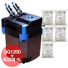 QQ아쿠아 외부여과기 QQ1200 BC1200 + 여과재 5리터 풀세트, 1개, 15W