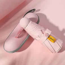 핑크 캡슐 케이스 5단 접이식 암막 우산 겸 양산 휴대용 미니 가벼운 양우산 경량