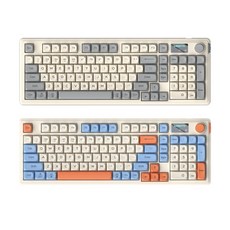 PYHO 98키 키보드 저소음 텐키리스 멤브레인 RGB 게이밍 유선 일반형 키보드 PBT 유선 텐키리스 키보드, 그레이