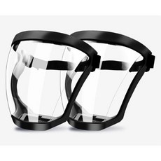 황사 투명 방호 마스크 1+1 보안면 용접 예초 안면 보호대 페이스가드 투명 눈보호 안경, 블랙 프레임 (1+1)/2개