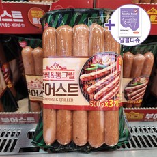 코스트코 동원 캠핑 통그릴 부어스트 1.5kg(500gx3) [아이스박스] + 더메이런알콜티슈