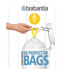 브라반티아 휴지 쓰레기 통 전용 봉투 봉지 코드A 3L 60개입