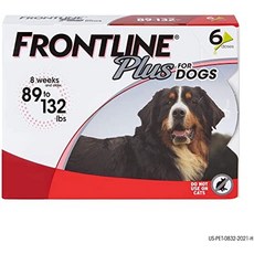 FRONTLINE Plus for Dogs Flea and Tick Treatment (Extra Large Dog 89-132 lbs.) 3 Doses (Red Box), 6 카운트 