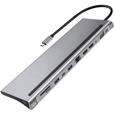 12-in-1 유형 -c 도킹 스테이션 USB3.1 듀얼 네트워크 포트 rj45 vga 확장 SD 노트북 용 SD TF 카드 리더 허브, 보여진 바와 같이, 하나
