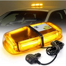 Xprite Amber COB LED 옥상 비콘 라이트 12" Mini Strobe Light Bar(자성 마운트 깜박임 경고등 포함) 긴급 차량 트럭 우편 제