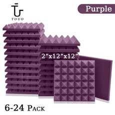 스튜디오 방음 폼 패널 룸 사운드 스폰지, 24 Pcs With Tapes, Purple, Medium Density, 24개