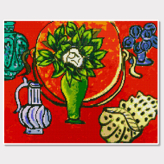 모란과목련십자수