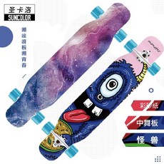 슬라이드보드 성인 트렌디한 내마모 도시 13세 공주타입 스케이트보드 로드휠 슬라이딩 캐주얼 반짝반짝 학생 깜빡이, T20-채색모래 타입-몬스터/증정빅