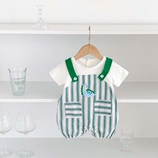 스타도어 유아용 공룡 멜빵 반팔 롬퍼