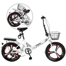  접이식 자전거 뒷자석 쿠션 미니벨로 7단 기어 경량 폴딩 클래식 여성, 22인치, 삼각휠, 화이트 