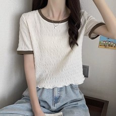 POMTOR 여성 여름 블라우스 라운드넥 반팔 티셔츠