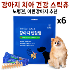 펫생각 하루치카 스틱츄 강아지 덴탈 껌 갈퀴형 치아관리, 6개 - 펫생각하루치카